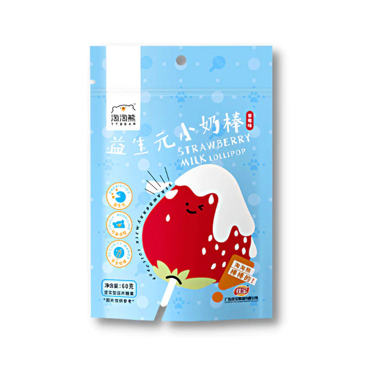 Strawberry Milk Lollipop 60 g 佳寶淘淘熊 - 益生元小奶棒 (草莓味)